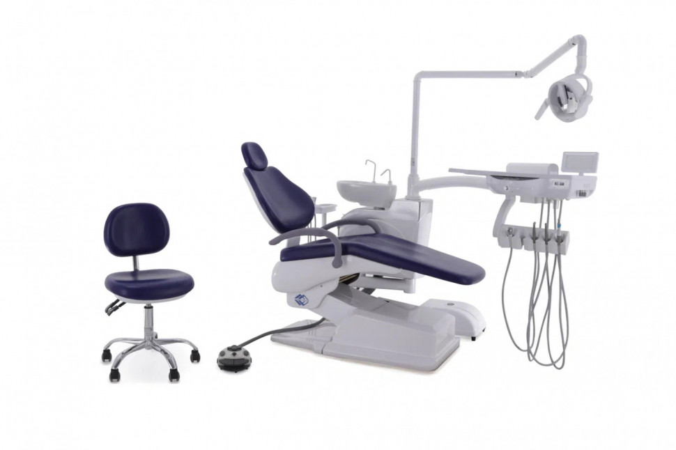 Стоматологическая установка CQ-216 (СО-002М-01) голубой, нижняя подача