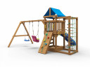 Детская площадка KD1-1 с голубой горкой и крышей, 1 качели лодочка + 1 качели кубельковые