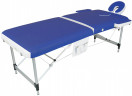 Стол массажный складной алюминиевый JFAL01A 2-секционный синий/белый